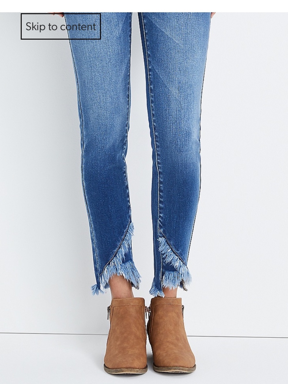 Kancan Frayed V-Notch Ankle Jeans in Medium Blue- worn about 4-5 times. 60 reta - Picture 1 of 7